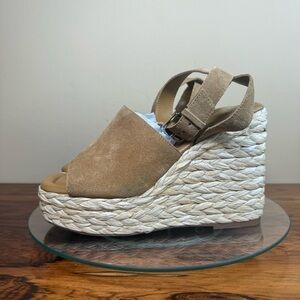 Marc Fisher Nelly Sandals in Medium Natural Suede